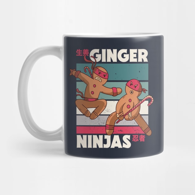 Funny Christmas Ginger Ninjas // Retro Cartoon Ginjas by SLAG_Creative